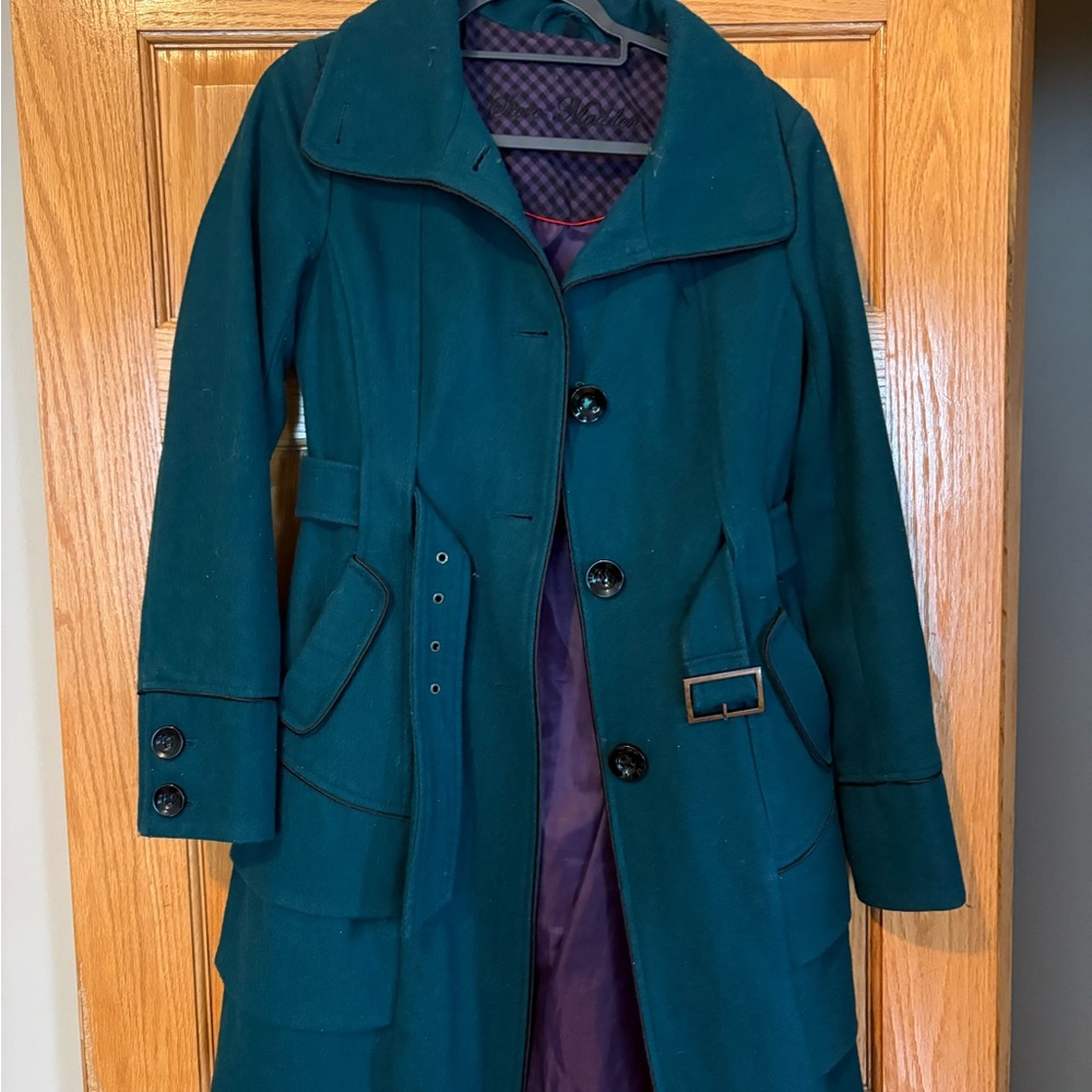 Steve Madden Teal Trench Coat with Purple Lining
